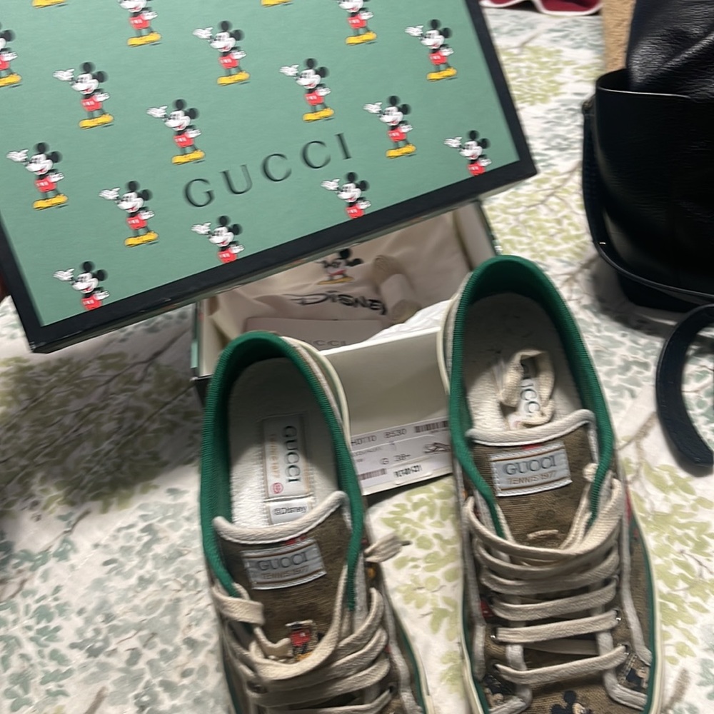 GUCCI Disney Mickey Mouse Tennis 1977 GG Canvas Sneakers Shoes SIZE 38 - Picture 16 of 16